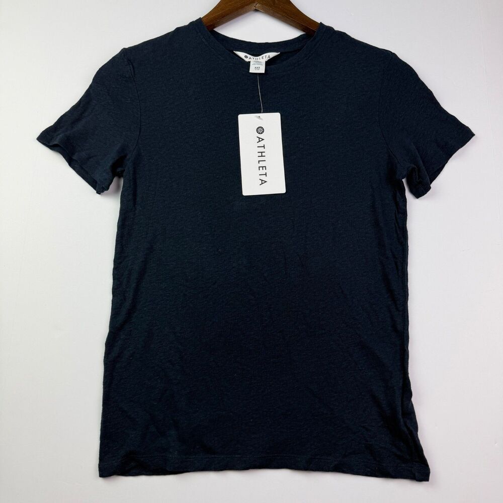 Athleta NWT Navy Linen Tencel Tee XXS Petite